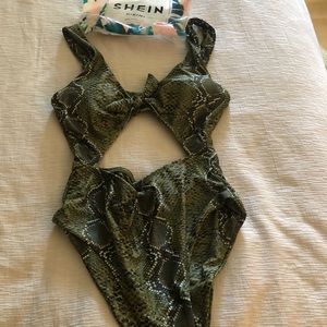 Shein snakeskin cut-out one piece swimsuit